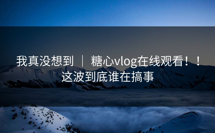 我真没想到 ｜ 糖心vlog在线观看！！这波到底谁在搞事  第1张