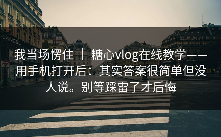 我当场愣住 | 糖心vlog在线教学——用手机打开后:其实答案很简单但没人说。别等踩雷了才后悔 第1张 我当场愣住 | 糖心vlog在线教学——用手机打开后:其实答案很简单但没人说。别等踩雷了才后悔 第1张
