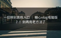 一招辨别真假入口 ｜ 糖心vlog电脑版？！别再用老方法了
