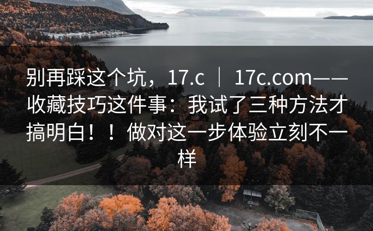 别再踩这个坑，17.c ｜ 17c.com——收藏技巧这件事：我试了三种方法才搞明白！！做对这一步体验立刻不一样