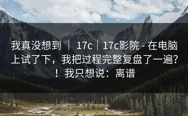 我真没想到 ｜ 17c｜17c影院 - 在电脑上试了下，我把过程完整复盘了一遍？！我只想说：离谱  第1张